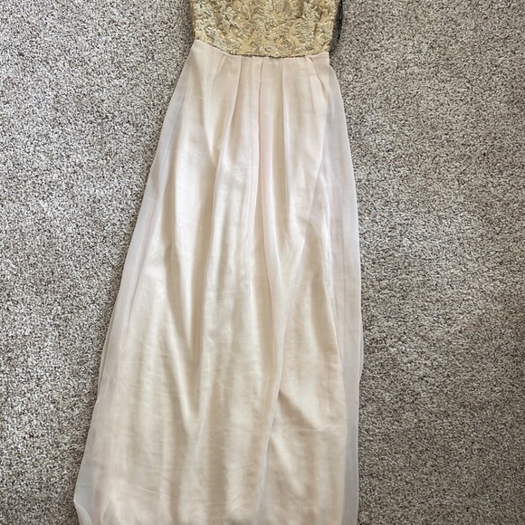 London Dress Company Nude/Gold Maxi Dress size 4 - Picture 2 of 4